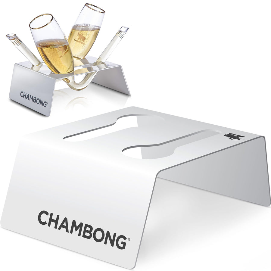 Chambong   Holder for Easy Refills   White Powder Coated Steel Stand Holds 2 Pieces