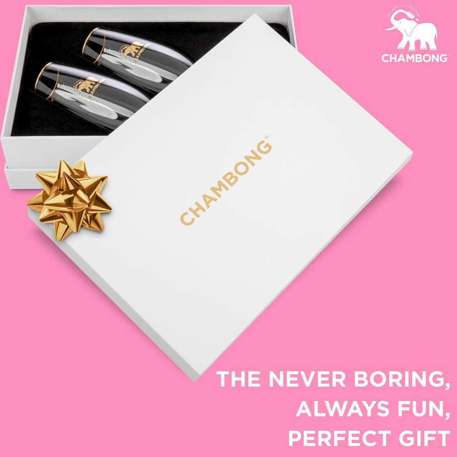 Chambong - Champagne Flutes, Womens Gifts for Christmas, Stocking Stuffers for Adults, White Elephant Gift for Adults, Holiday Gifts for Women Who Have Everything (2 Pcs, 6oz Glass with Gift Box)