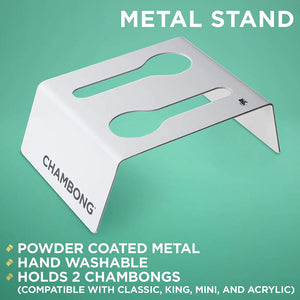 Chambong – Holder for Easy Refills – White Powder Coated Steel Stand Holds 2 Pieces
