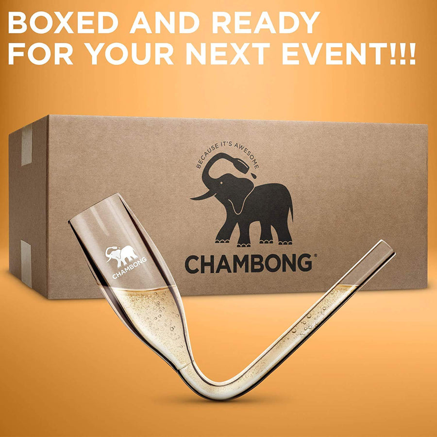 Chambong Champagne Shooter - Unique Gifts for Bachelorette Party Favors, Engagement Gifts & Drinking Games for Adults Party - Champagne Bong Style Champagne Glasses - (Plastic, 6 oz. 50-Pc Set)