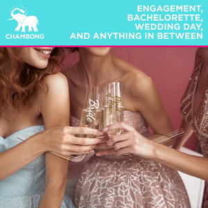 Chambong Champagne Shooter - Unique Gifts for Bachelorette Party Favors, Brides, Bridesmaids, Engagement Gifts - Champagne Bong Style Champagne Glasses - (Plastic, 6 oz. 6-Pc Set)